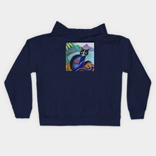 Island Cat Painting in the style of Gauguin Kids Hoodie